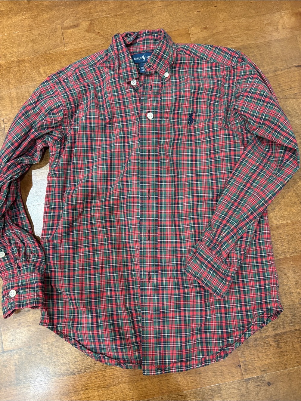 Ralph Lauren Red and Green Tartan Button-Down Shirt size small (8)